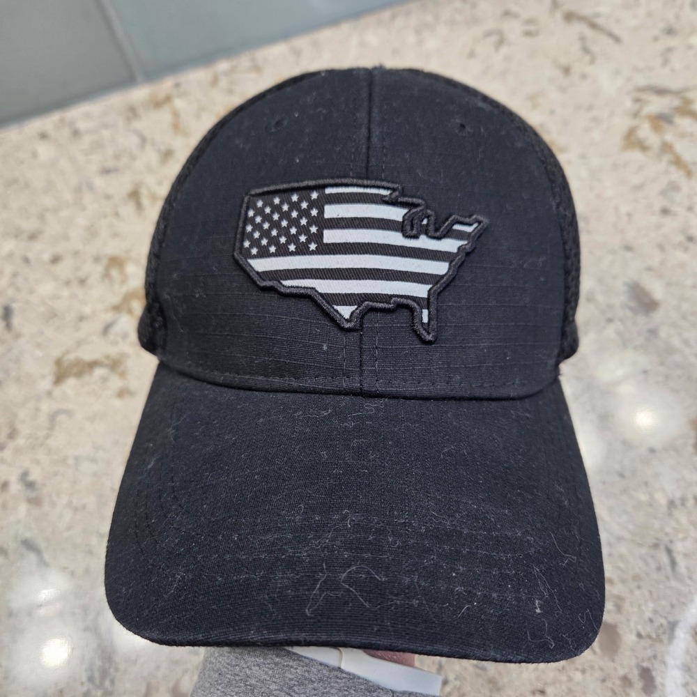 Highland Tactical‎ Black USA Flag Map Mesh Back Flex Fit Mens Baseball Cap